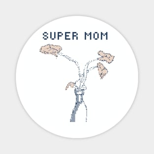 Mother's Day Super Mom - 1bit Pixelart Magnet